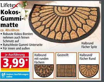 Lifetex Kokos-Gummimatte 40 x 60 cm