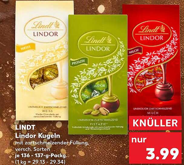 LINDT Lindor Kugeln mit zartschmelzender Füllung, versch. Sorten