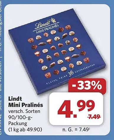 Lindt Mini Pralinés – verschiedene Sorten 90/100-g-Packung
