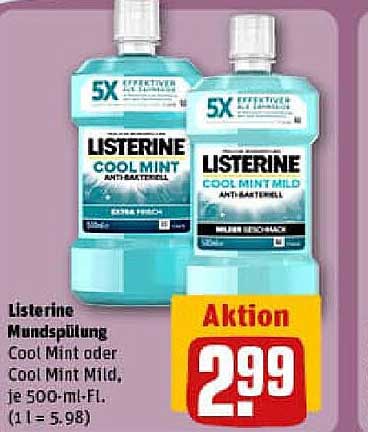 Listerine Mundspülung Cool Mint oder Cool Mint Mild, je 500-ml-Fl.