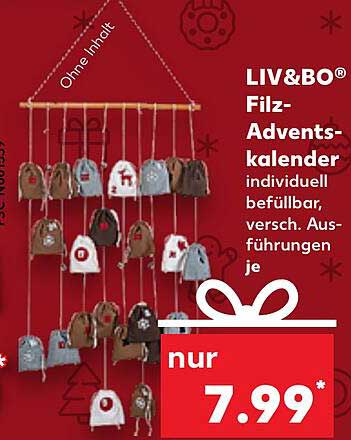 LIV&BO® Filz-Adventskalender individuell befüllbar, verschiedene Ausführungen