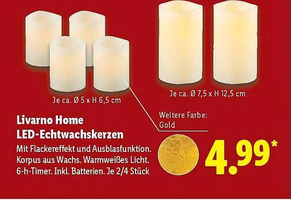 Livorno Home LED-Echtwachskerzen