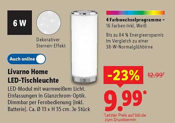 Livorno Home LED-Tischleuchte mit dekorativem Sternen-Effekt