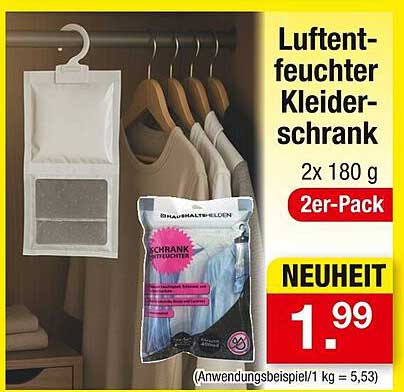 Luftentfeuchter Kleiderschrank 2er-Pack 180 g