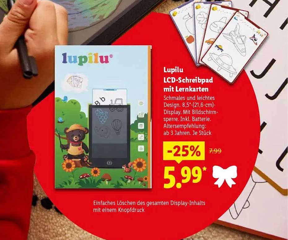 Lupilu LCD-Schreibpad mit Lernkarten