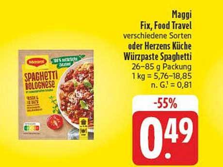 Maggi Fix, Food Travel Spaghetti Bolognese oder Herzens Küche Würzpaste Spaghetti