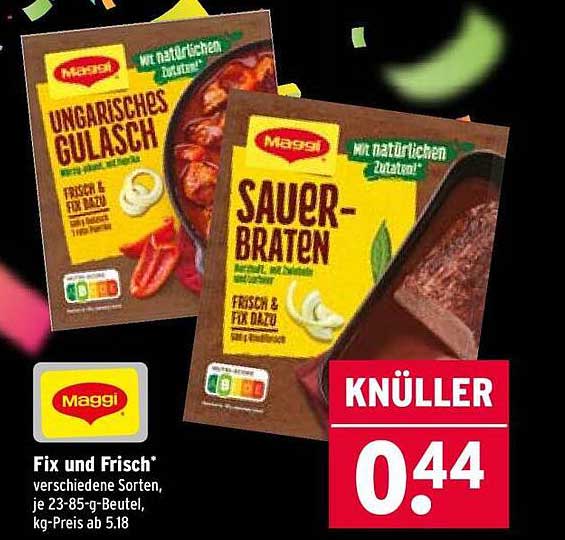 Maggi Fix und Frisch – Ungarisches Gulasch und Sauerbraten
