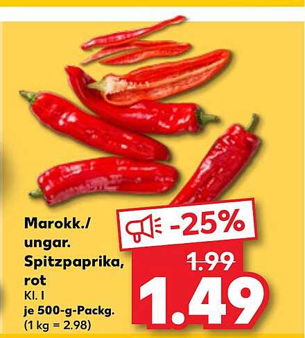 Marokk./ ung. Spitzpaprika, rot - 500 g