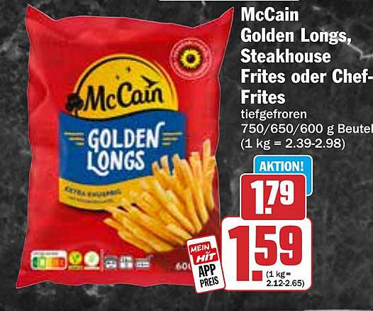 McCain Golden Longs, Steakhouse Frites oder Chef-Frites