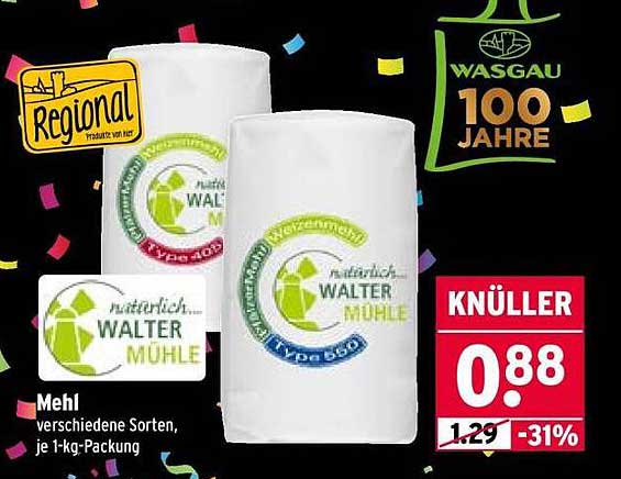 Mehl verschiedene Sorten, je 1-kg-Packung