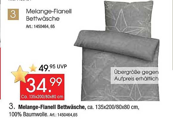 Melange-Flanell Bettwäsche, ca. 135x200/80x80 cm, 100% Baumwolle