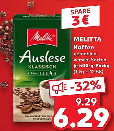 MELITTA Auslese Klassisch Kaffee gemahlen, 500 g