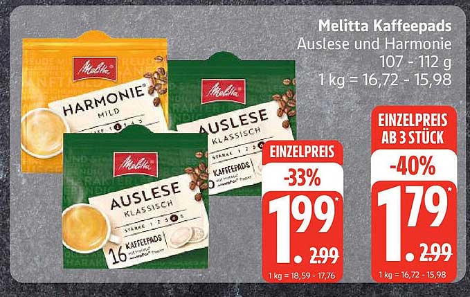 Melitta Kaffeepads Auslese und Harmonie