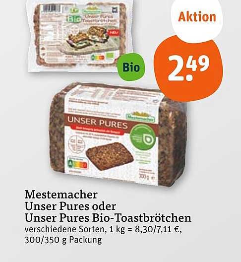 Mestemacher Unser Pures oder Unser Pures Bio-Toastbrötchen