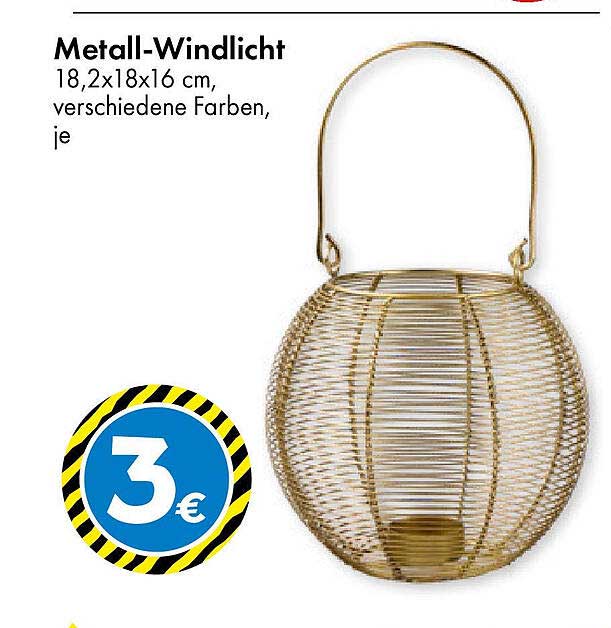 Metall-Windlicht 18,2x18x16 cm, verschiedene Farben, je