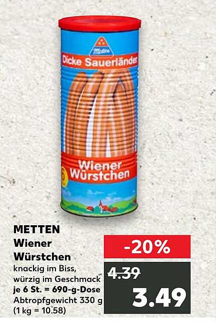 METTEN Wiener Würstchen - 20% Rabatt