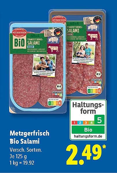 Metzgerfrisch Bio Salami, verschiedene Sorten, je 125 g