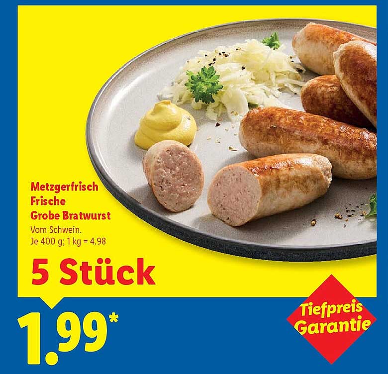 Metzgerfrisch Frische Grobe Bratwurst 5 Stück