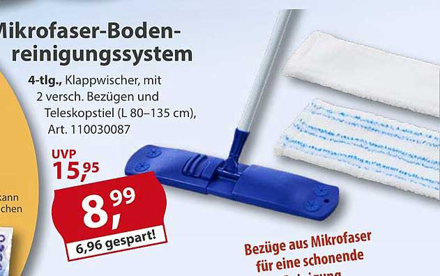 Mikrofaser-Bodenreinigungsystem 4-tlg., Klappwischer mit 2 verschiedenen Bezügen