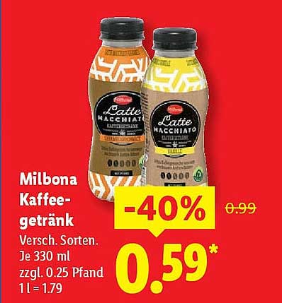 Milbona Kaffee-Getränk - Verschiedene Sorten 330 ml