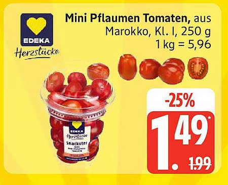 Mini Pflaumentomaten, aus Marokko, K.L. I, 250 g
