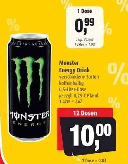 Monster Energy Drink 0,5-Liter-Dose – Verschiedene Sorten