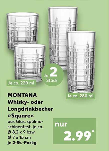 MONTANA Whisky- oder Longdrinkbecher »Square«