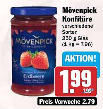 Mövenpick Konfitüre verschiedene Sorten 250 g Glas (1 kg = 7,96)