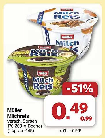 Müller Milchreis 170-200 g Becher - Verschiedene Sorten