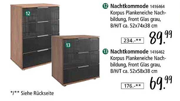 Nachtkommode Plankeneiche mit Front aus Glas - gültig vom 11.10.2025 bis 08.11.2025