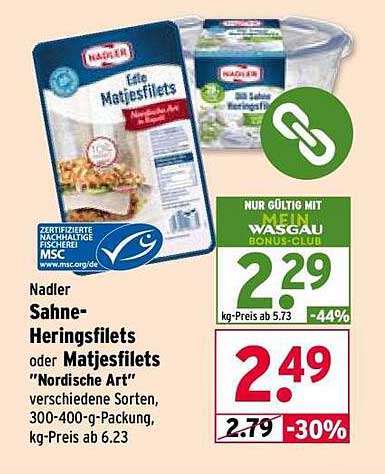 Nadler Sahne-Heringsfilets oder Matjesfilets 'Nordische Art'
