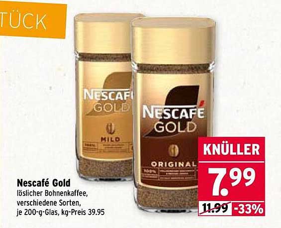 Nescafé Gold - löslicher Bohnenkaffee, verschiedene Sorten