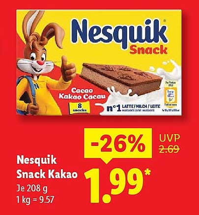 Nesquik Snack Kakao 208 g - Ein unwiderstehlicher Snack für Groß und Klein