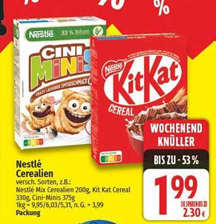 Nestlé Cerealien – Cini Minis und Kit Kat Cereal