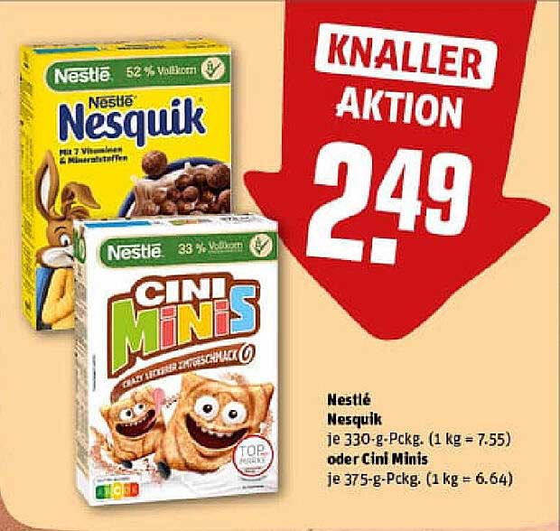 Nestlé Nesquik oder Cini Minis für nur 2,49 €