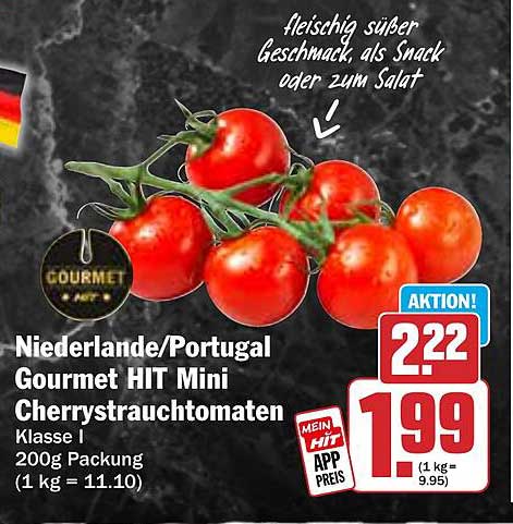 Niederlande/Portugal Gourmet HIT Mini Cherrystrauchtomaten Klasse I