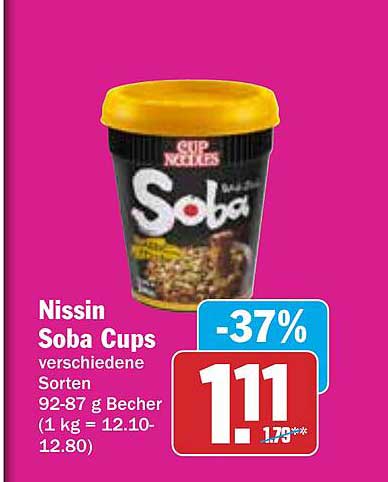 Nissin Soba Cups verschiedene Sorten