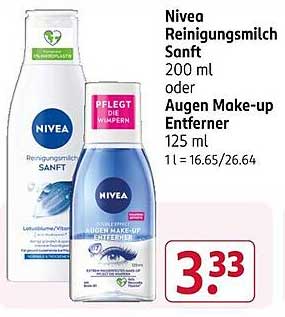 Nivea Reinigungsmilch Sanft 200 ml oder Augen Make-up Entferner 125 ml
