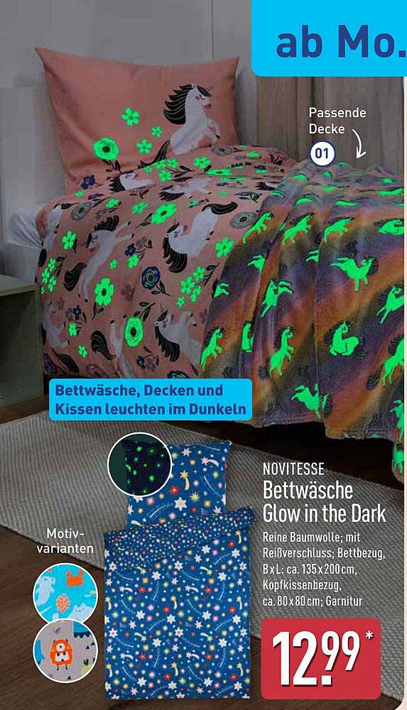 NOVITESSE Bettwäsche Glow in the Dark