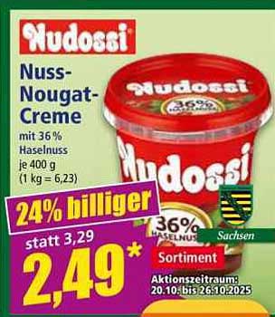 Nudossi Nuss-Nougat-Creme mit 36% Haselnuss