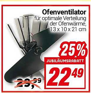 Ofenventilator für optimale Verteilung der Ofenwärme, 13 x 10 x 21 cm