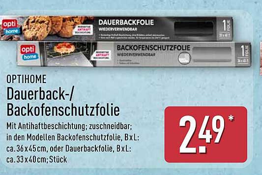 OPTIMHOME Dauerback-/Backofenschutzfolie
