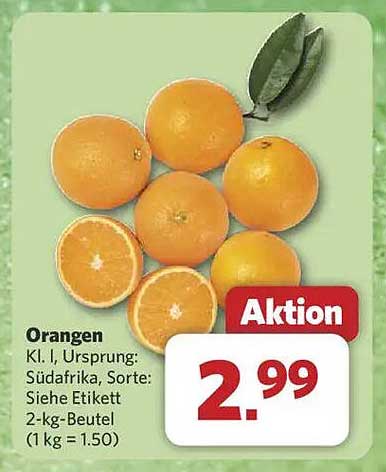 Orangen 2-kg-Beutel – Frisch und saftig aus Südafrika