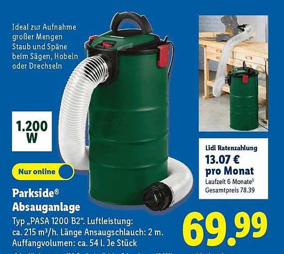 Parkside® Absauganlage Typ „PASA 1200 B²“