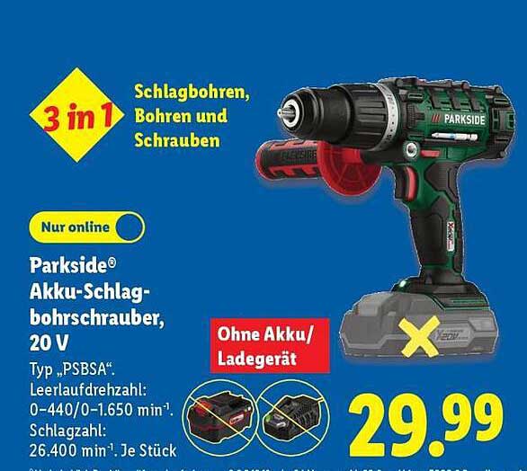 Parkside® Akku-Schlagbohrschrauber, 20 V