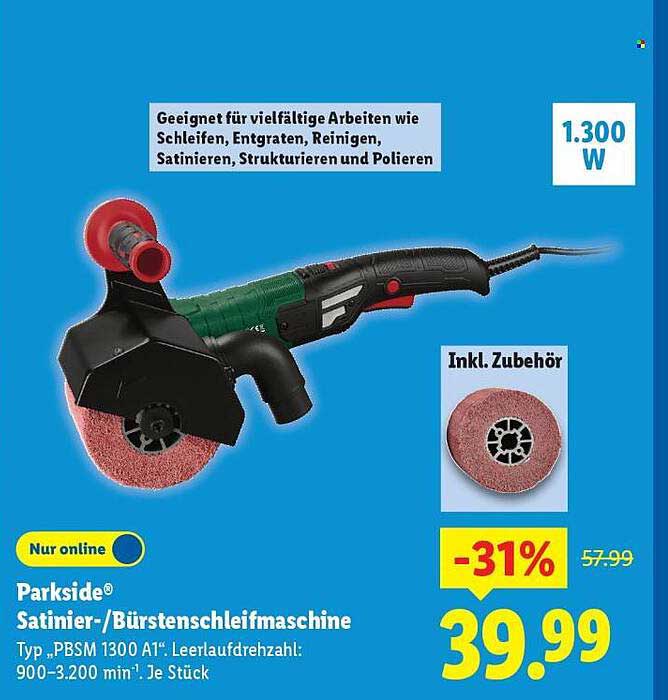 Parkside® Satiniersystem / Bürstensschleifmaschine