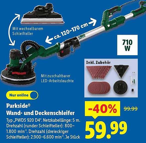Parkside® Wand- und Deckenschleifer Typ PWDS 920 D4