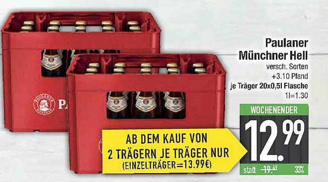 Paulaner Münchner Hell 20x0,5l Kästen zu einem unschlagbaren Preis!