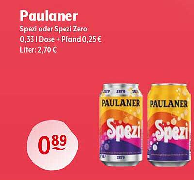 Paulaner Spezi oder Spezi Zero 0,33 l Dose