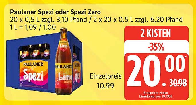 Paulaner Spezi oder Spezi Zero - 2 Kisten für 20,00 €